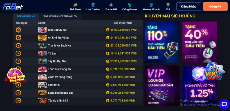 Chương trình VIP và phần thưởng cao cấp